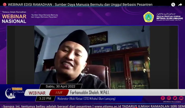 Dosen MPI STAI Miftahul Ulum Lumajang pimpin Webinar Nasional tentang SDM Unggul Berbasis Pesantren